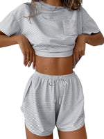 Printed Round Neck Tee and Shorts Set
