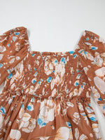 Smocked Printed Long Sleeve Tiered Dress