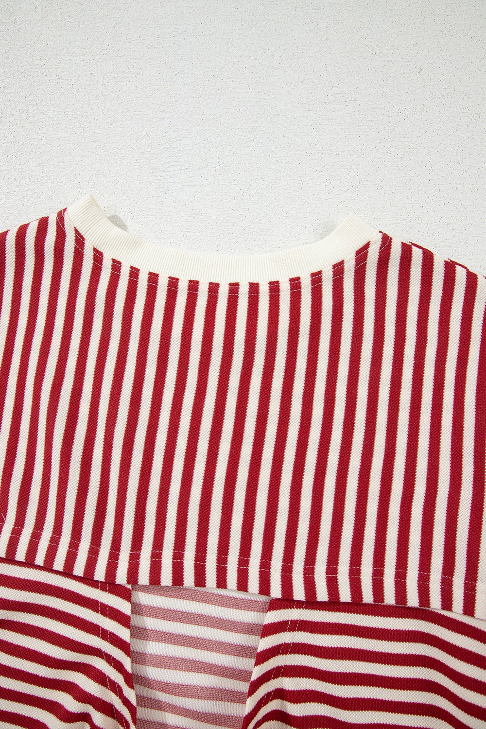 Stripe Bow Decor Cutout Drop Shoulder Top - Ladyez
