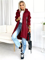 Full Size Zip Up Longline Hooded Outerwear Plus Size