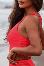 Crisscross Scoop Neck Swim Top - Ladyez