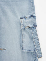 Vintage Wash Wide Leg Cargo Jeans