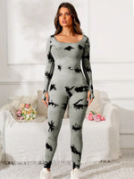 Scoop Neck Long Sleeve Active Jumpsuit - Ladyez