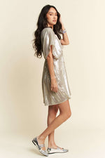 Davi & Dani Sequin Plunge Neck Knot Cut Out Tie Back Party Dress - Ladyez