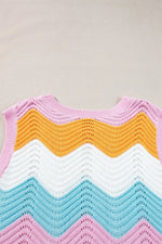 Round Neck Color Block Sweater Vest