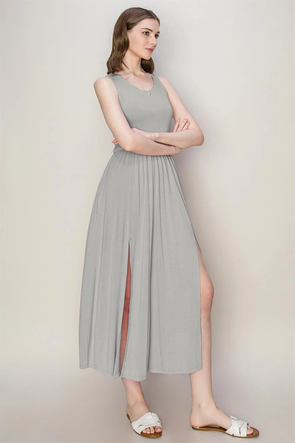 HYFVE Sleeveless Slit Midi Dress - Ladyez