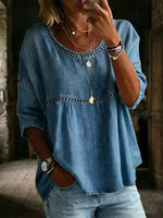 Full Size Hollow Out Round Neck Top Plus Size