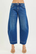 RISEN Mid Rise Crop Barrel Jeans