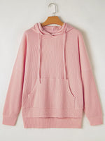 Waffle Knit Fleece Lined High Low Oversized Hoodie