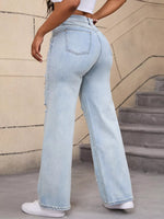 Distressed Wide-Leg Jeans