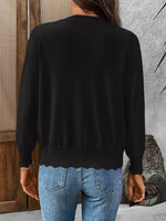 Ribbed Edge Button-Up Knit Cardigan
