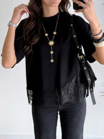 Lace Hem Short Sleeve Top