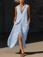 Sleeveless Maxi Dress with Side Pockets