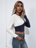 Ivy Lane Cropped Contrast Color Round Neck Short Sleeve Tee