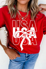 Patriotic USA Bow Graphic T-Shirt