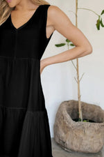 FAM-FAM Tiered V-Neck Sleeveless Dress - Ladyez