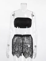 Lace Tube Top & Cardigan and Shorts Three-Piece Lounge Set