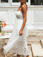 Lace Trimmed Tiered Midi Cami Dress