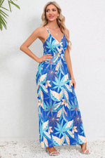 Printed Surplice Maxi Cami Dress - Ladyez