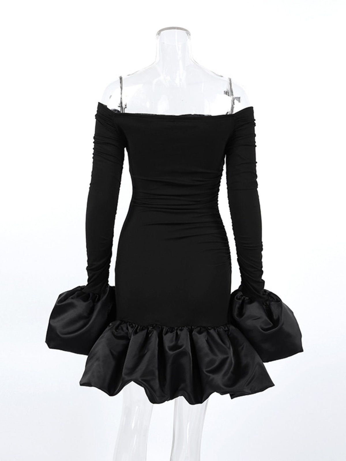 Off-Shoulder Ruffle Hem Mini Dress
