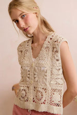 SO ME Summer Crochet Patterned Sleeveless Vest Top