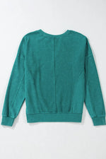Notched Drop Shoulder Long Sleeve Sweatshirt