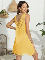 Tassel Scoop Neck Wide Strap Cover-Up - Ladyez