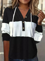 Color Block Drawstring Long Sleeve Hoodie