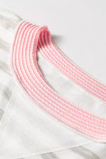 Twisted Rib Trim Striped Round Neck Loose Pullover Sweatshirt