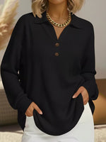Full Size Textured Knit Decor Button Top Plus Size