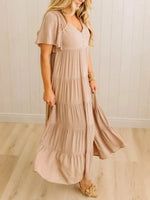 V-Neck Tiered Midi Dress