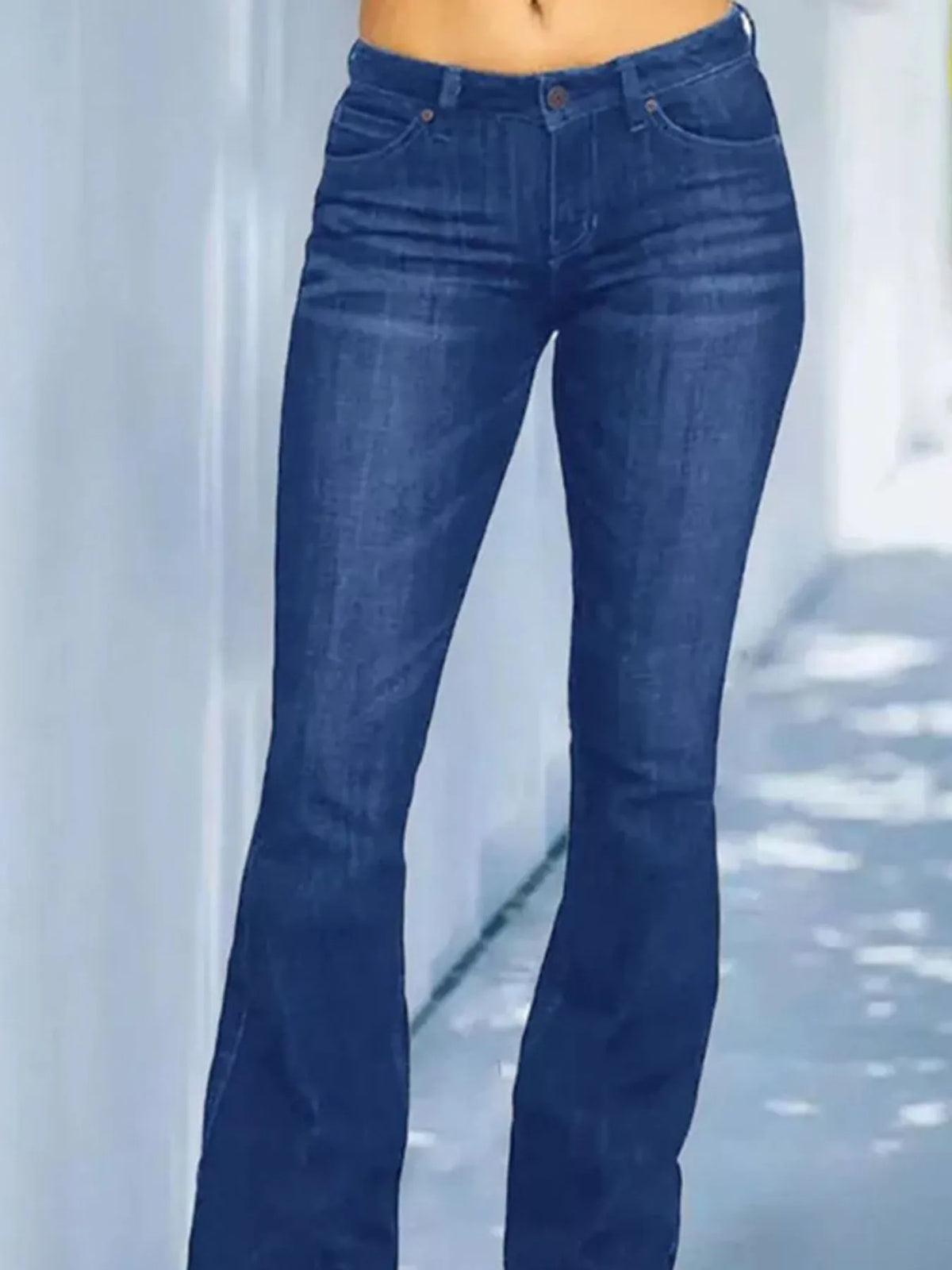 Full Size Wash Flare Jeans with Pockets Plus Size - Ladyez