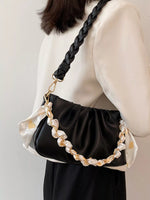 Ruched Braided Handle Shoulder Bag