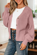 V-Neck Button-Down Cardigan