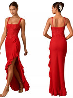 Sequin Ruffle Hem Maxi Dress