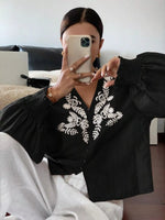 Embroidered Long Sleeve Blouse