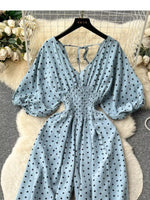 Smocked V-Neck Wide Leg Jumpsuit