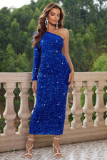 One-Shoulder Long Sleeve Dress - Ladyez