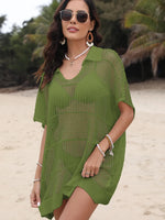 Hollow Out Collared Neck Cover-Up - Ladyez