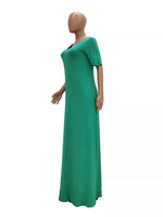Full Size Solid Color Short Sleeve Maxi Dress Plus Size