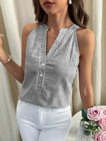 Striped Button Front Tank