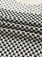 Contrast Color Pattern Lantern Sleeve Sweater