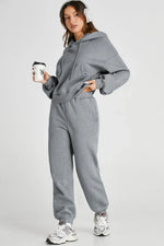 Dropped Shoulder Hooded Top and Pants Active Set