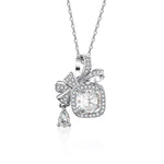 1.5 Carat Moissanite 925 Sterling Silver Bowknot Pendant Necklace