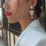 Pearl Cluster Dangle Earrings