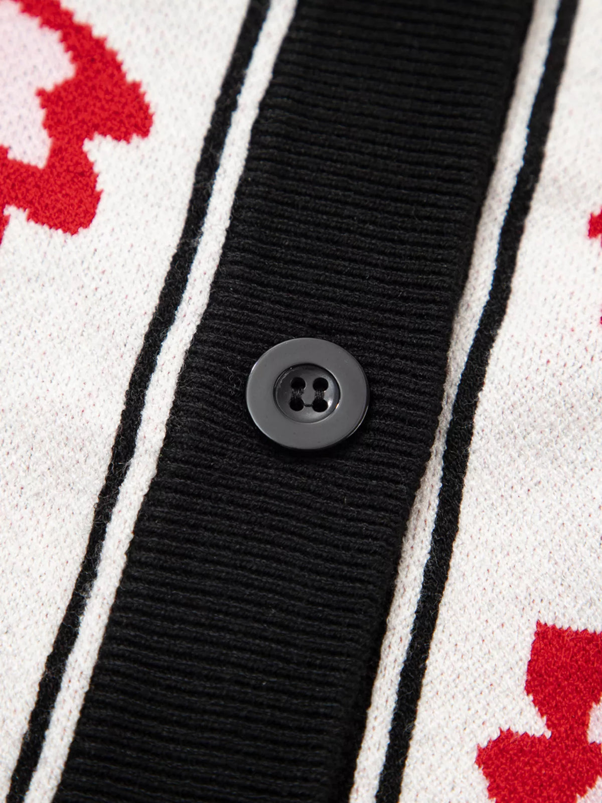 Floral Button Down Cardigan with Geometric Border