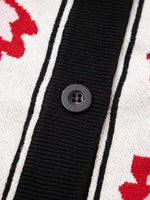 Floral Button Down Cardigan with Geometric Border