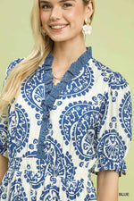 Umgee Paisley Smocked Waist Midi Dress