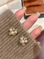 Pearl Cluster Bow Earrings