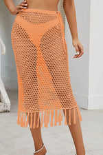 Fringe Openwork High Waist Swim Skirt - Ladyez